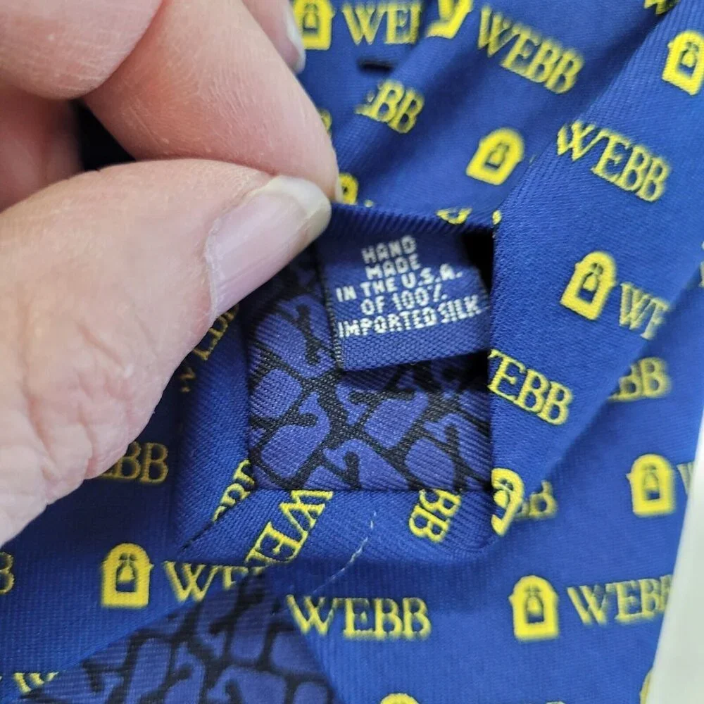 Vineyard Vines‎ Custom Collection Webb Tie Mens Necktie Blue Gold All Over Print